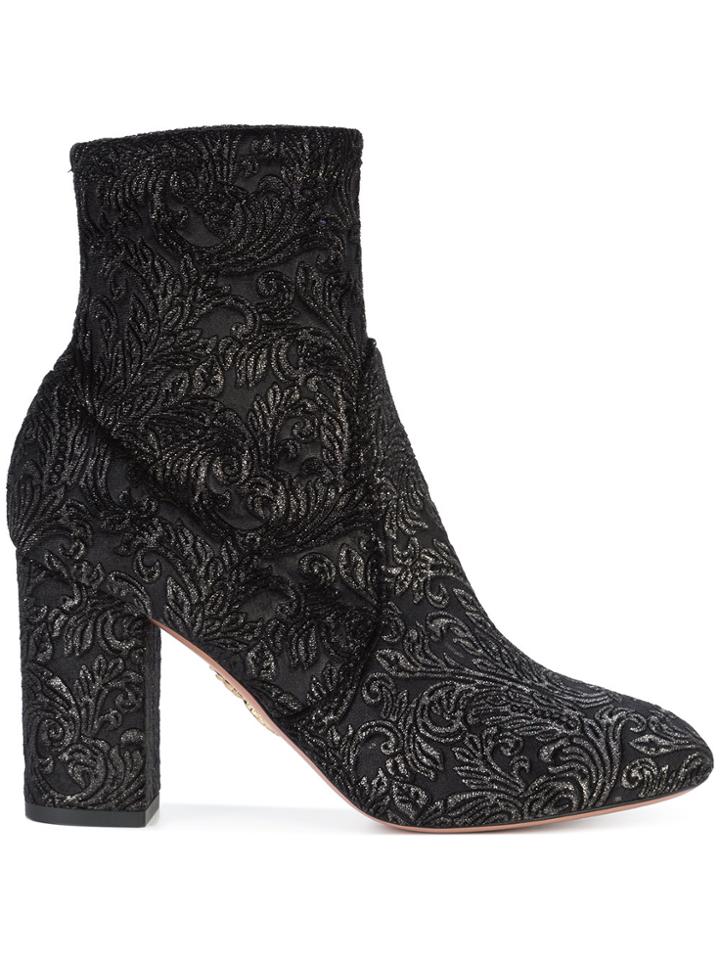 Aquazzura Jacquard Ankle Boots - Black