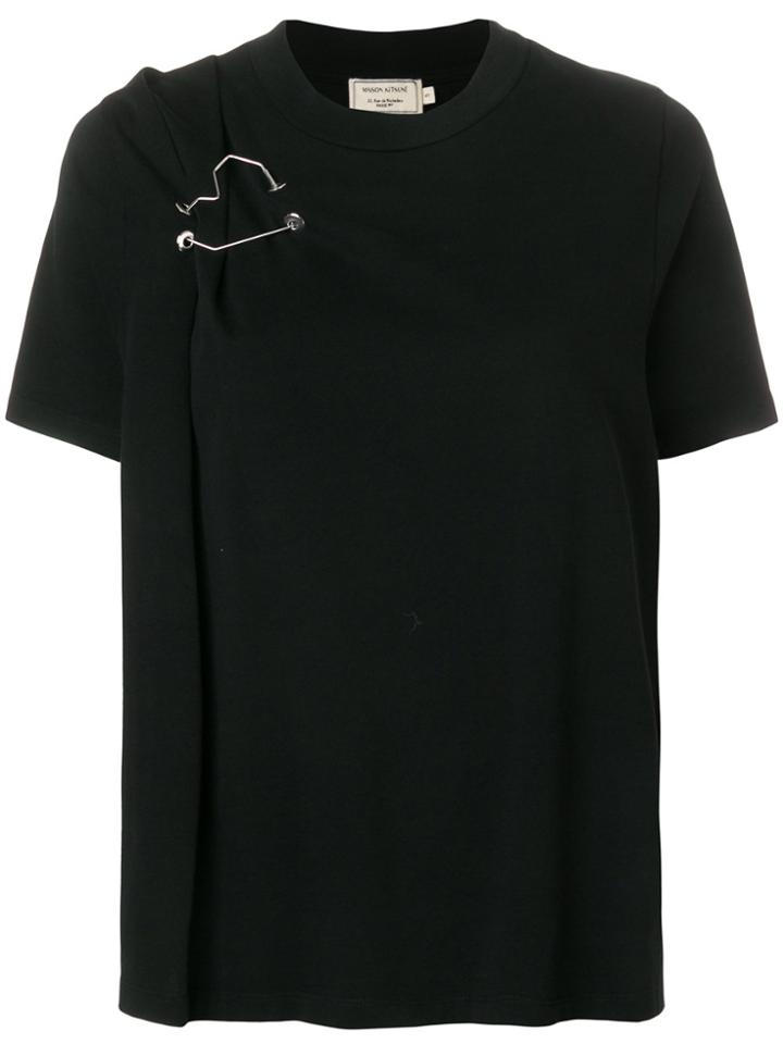 Maison Kitsuné Pin Detail Gathered T-shirt - Black