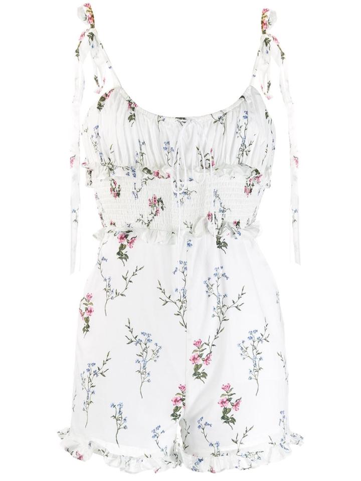 For Love And Lemons Floral Print Playsuit - White