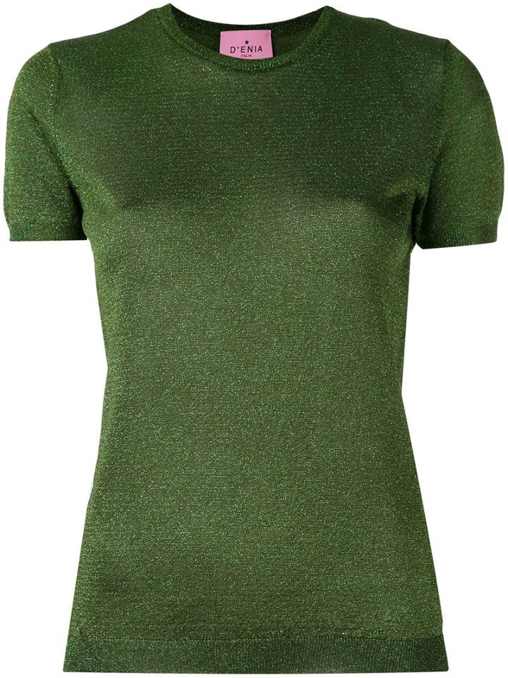 D'enia - Metallic Knit T-shirt - Women - Nylon/acetate/metallized Polyester - S, Green, Nylon/acetate/metallized Polyester