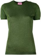 D'enia - Metallic Knit T-shirt - Women - Nylon/acetate/metallized Polyester - S, Green, Nylon/acetate/metallized Polyester