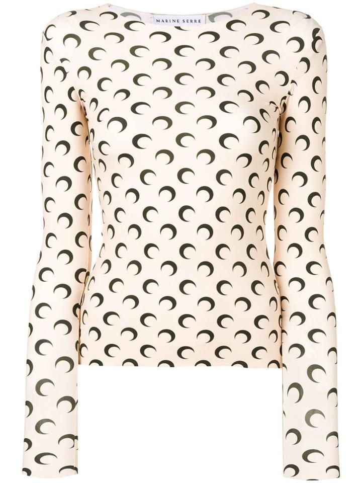Marine Serre Moon Print Long-sleeve Top - Pink