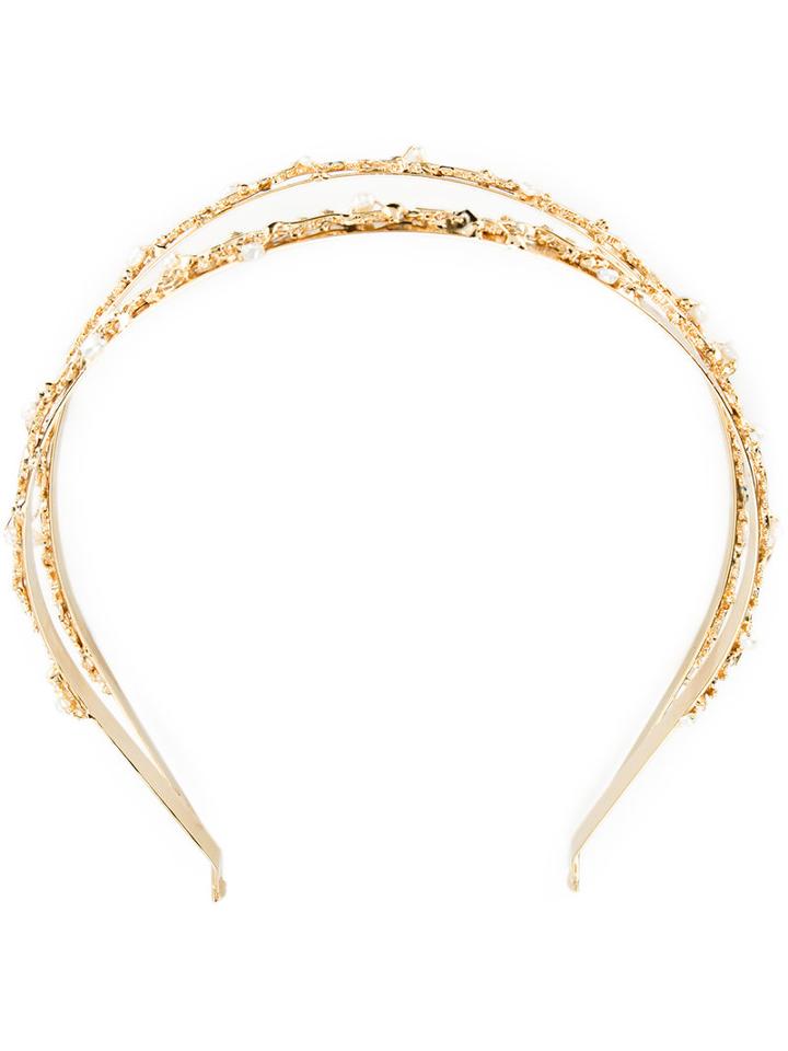 Rosantica Floral Headband Duo, Women's, Grey, 24kt Gold Plated Metal/pearls