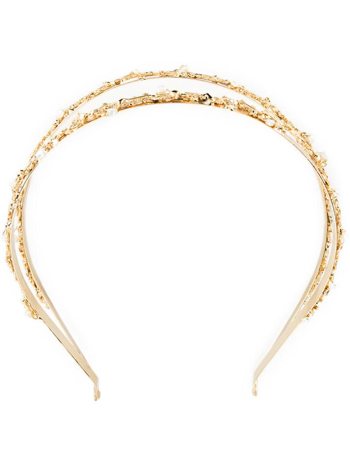 Rosantica Floral Headband Duo, Women's, Grey, 24kt Gold Plated Metal/pearls