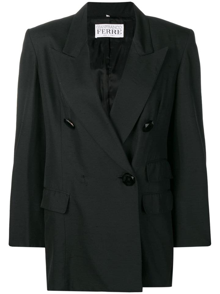 Gianfranco Ferre Vintage 1980's Peaked Lapels Blazer - Black