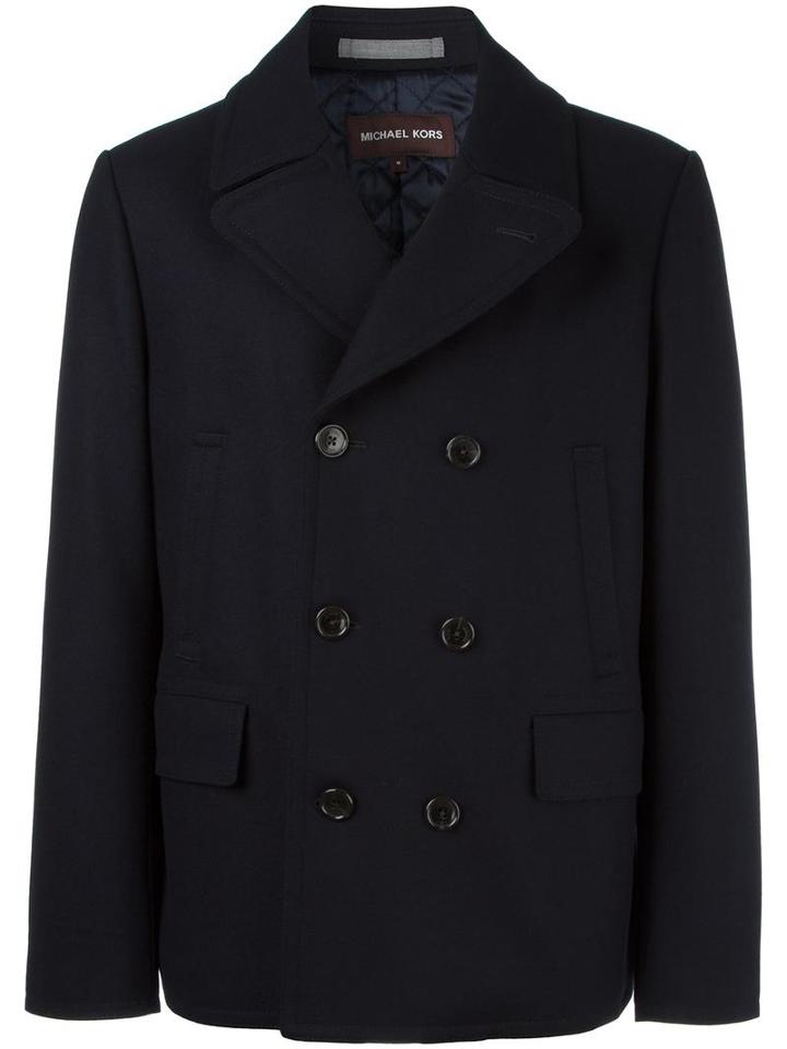 Michael Kors Double Breasted Jacket, Men's, Size: Large, Blue, Wool/polyamide/acetate