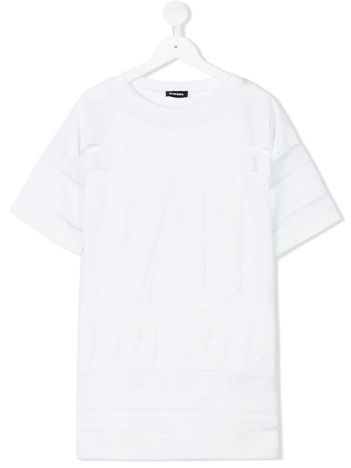 Diesel Kids - Sheer Stripes T-shirt - Kids - Cotton/polyester - 8 Yrs, White