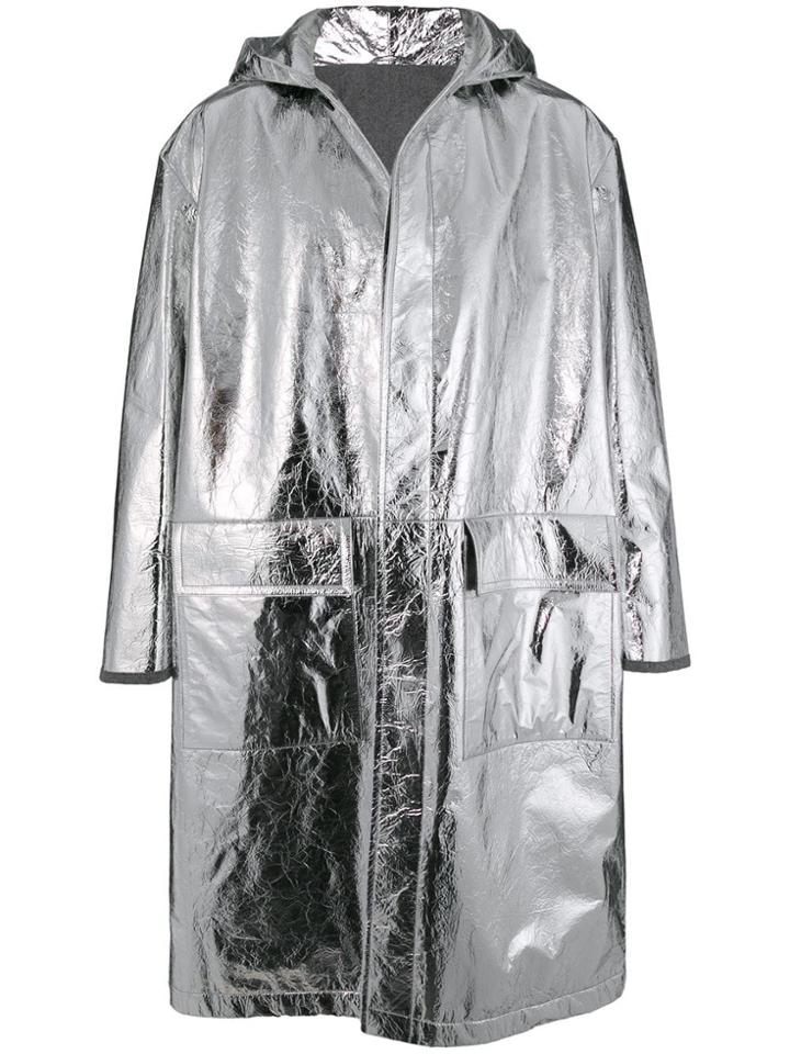 Jil Sander Hooded Single-breasted Coat - Silver