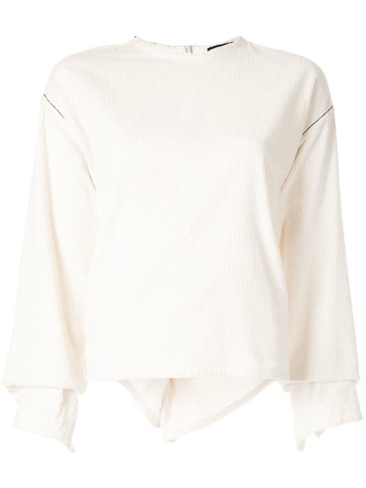 Bassike Corduroy Wrap Sleeve Jumper - White
