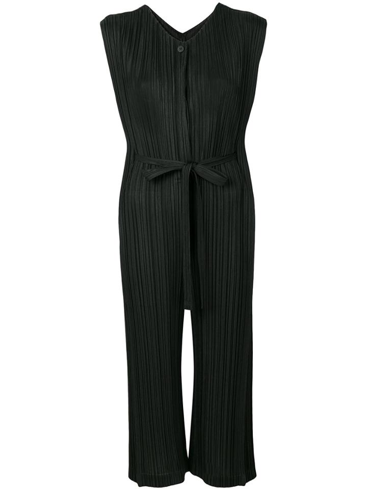 Pleats Please By Issey Miyake Pleated Button Front Collared Jumpsuit -