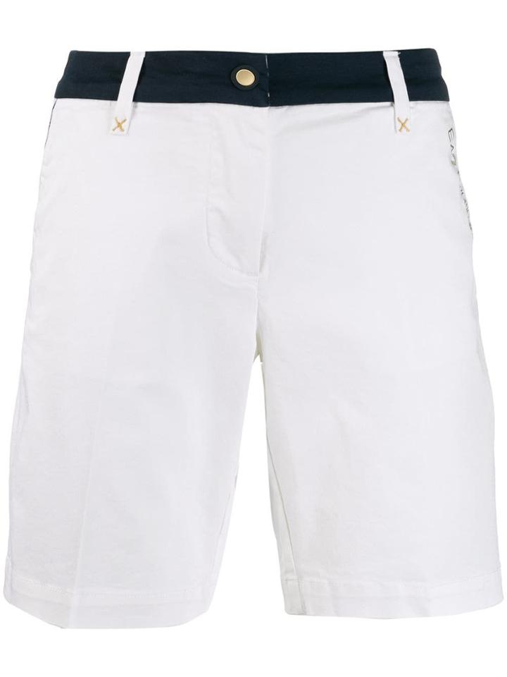 Ea7 Emporio Armani Contrast Waistband Shorts - White