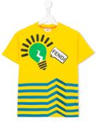 Fendi Kids Lightbulb Striped T-shirt, Boy's, Size: 9 Yrs, Yellow/orange