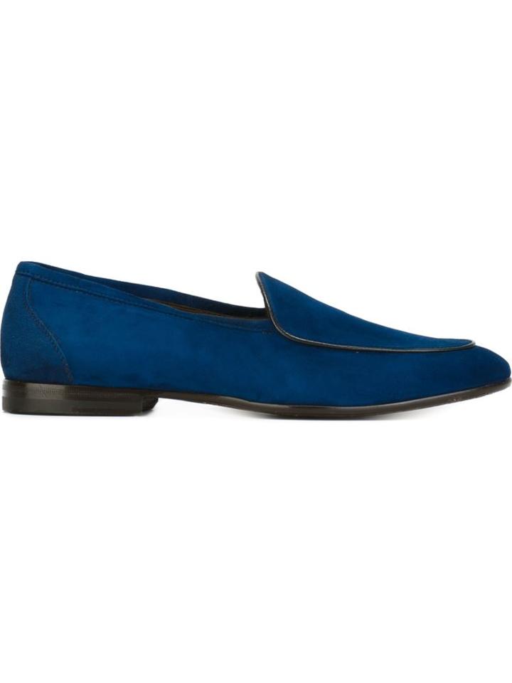 Canali Slip-on Shoes, Men's, Size: 42, Blue, Leather/suede
