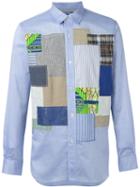 Junya Watanabe Comme Des Garçons Man Patchwork Shirt, Men's, Size: L, Blue, Linen/flax/cotton/nylon