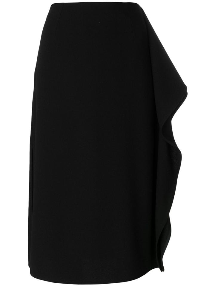 Marni Asymmetric Frill Pencil Skirt - Black