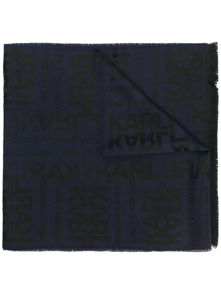 Karl Lagerfeld All-over Logo Scarf - Blue