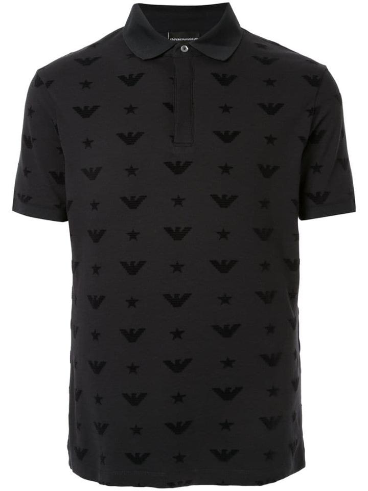 Emporio Armani All-over Logo Polo Shirt - Black