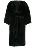 Fendi Oversized Sleeve Wrap Coat - Black