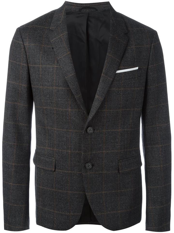 Neil Barrett Two-button Blazer, Men's, Size: 52, Grey, Polyamide/polyester/spandex/elastane/virgin Wool