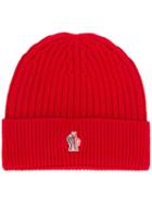 Moncler Grenoble Ribbed Knit Hat - Red