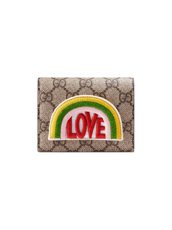 Gucci Rainbow Soft Gg Supreme Card Case - Nude & Neutrals