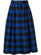 Yves Saint Laurent Vintage Checked Full Skirt - Blue