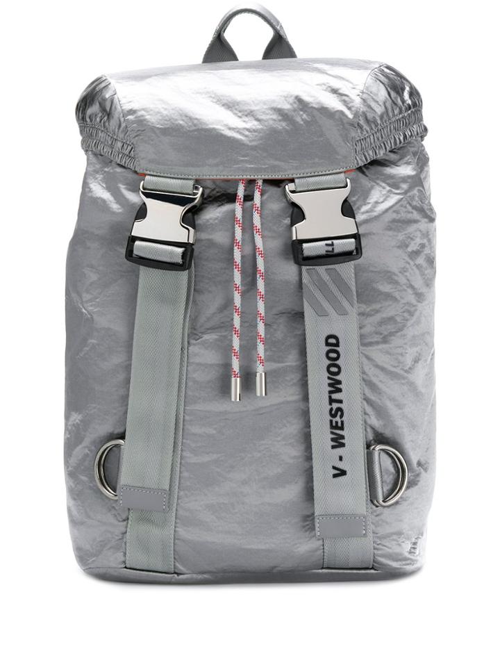 Vivienne Westwood Metallic Printed Backpack - Silver
