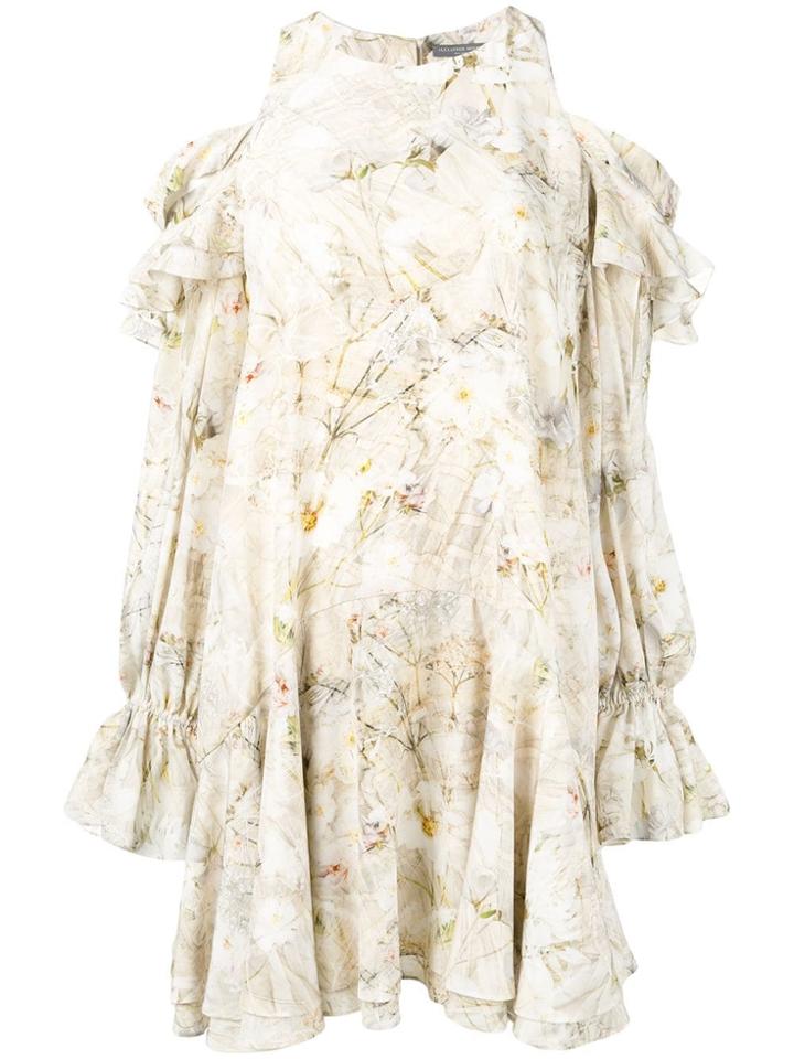 Alexander Mcqueen Cold-shoulder Shift Dress - Neutrals