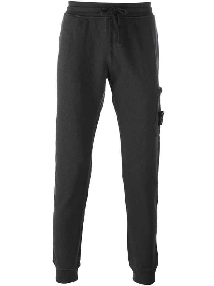 Stone Island Patch Detail Track Pants, Men's, Size: Small, Grey, Cotton