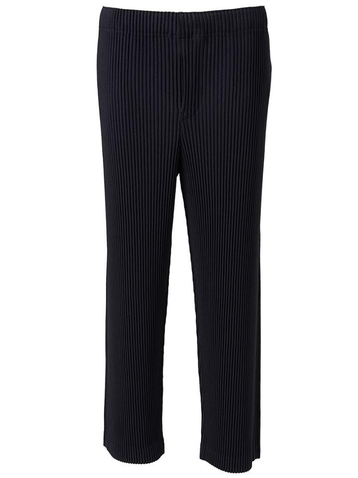 Homme Plissé Issey Miyake Pleated Cropped Trousers, Men's, Size: 3, Blue, Polyester
