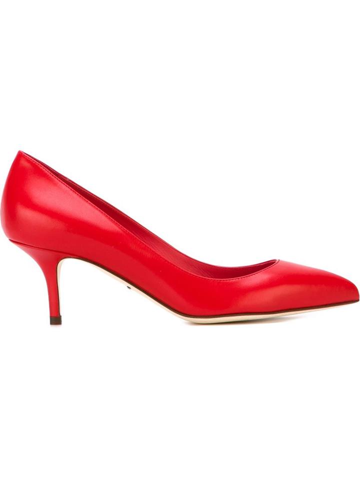 Dolce & Gabbana Pointed Toe Pumps, Women's, Size: 41, Red, Lamb Skin/leather
