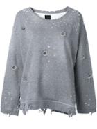 Rta Distressed Sweatshirt, Women's, Size: Small, Grey, Cotton