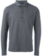 Etro Longsleeved Polo Shirt, Men's, Size: Xl, Grey, Cotton/polyamide/cashmere