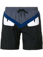 Fendi Bag Bugs-logo Swim Shorts - Black
