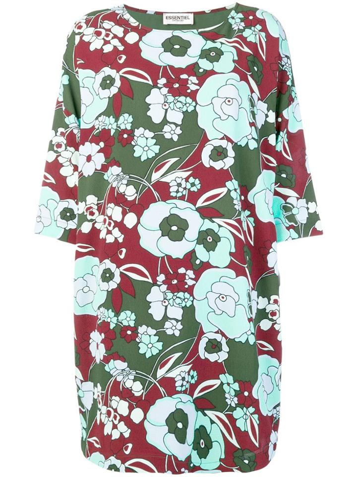 Essentiel Antwerp Floral Short-sleeve Shift Dress - Green