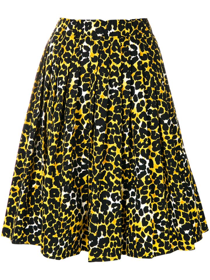 Prada Leopard Print Pleated Skirt - Yellow & Orange