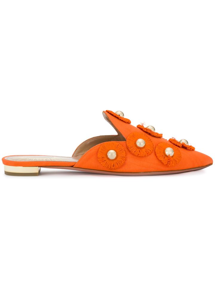 Aquazzura Sunflower Mules - Yellow & Orange