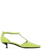 By Far Bella 40mm T-bar Pumps - Green