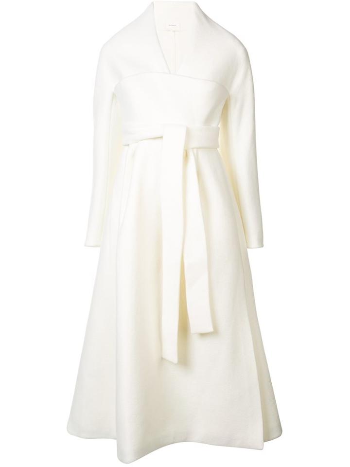 Delpozo Belted Coat, Women's, Size: 36, White, Acetate/viscose/mohair/virgin Wool