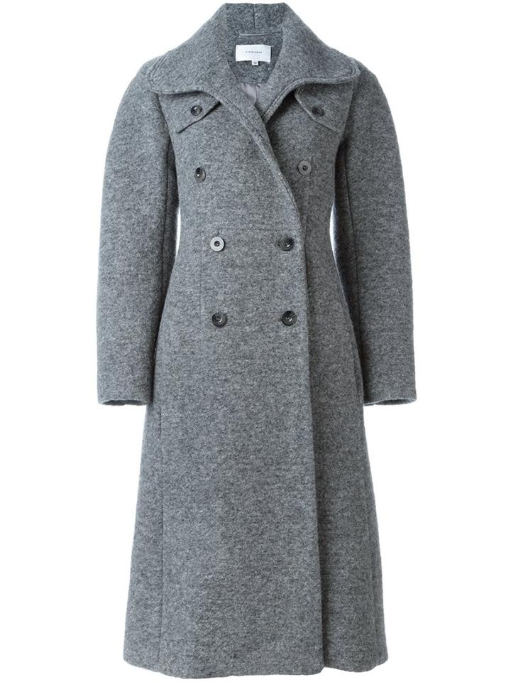 Carven Long Coat, Women's, Size: 34, Grey, Polyester/acetate/viscose/virgin Wool