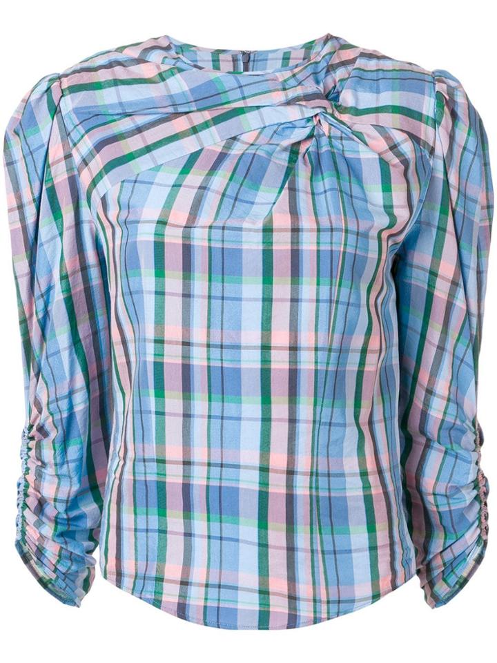 Isabel Marant Esmee Plaid Top - Blue