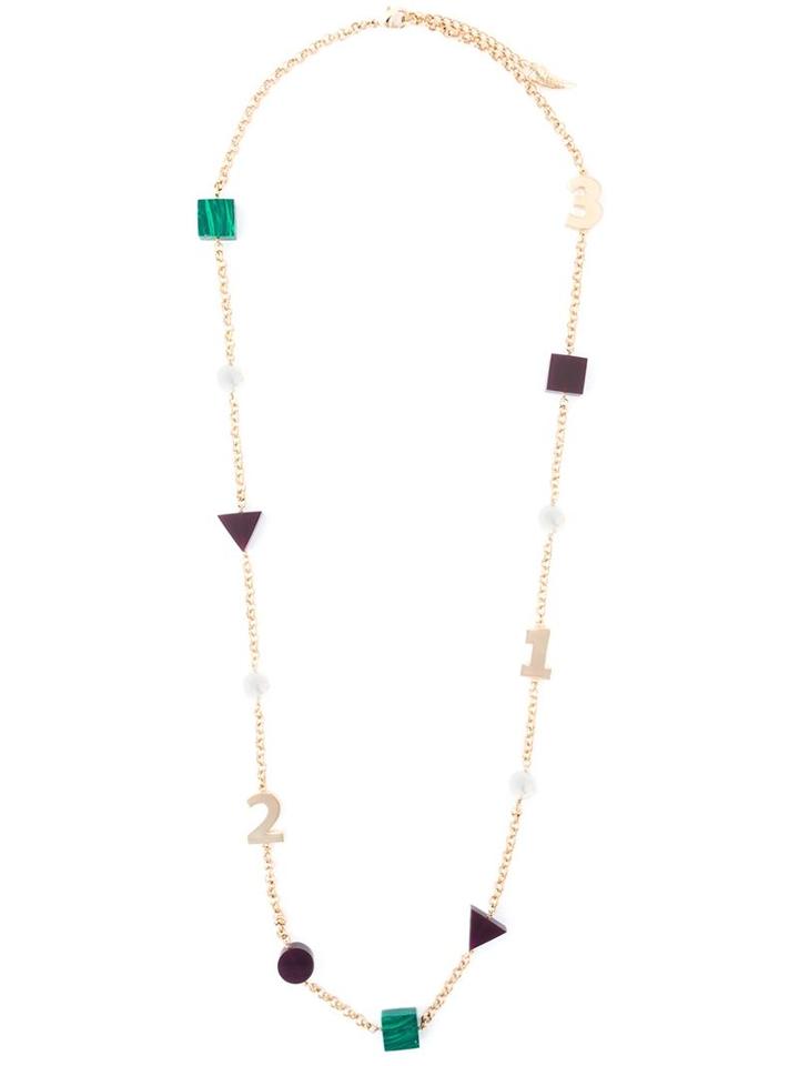 Eshvi Back To School Numbers Necklace, Women's, Metallic, Brass/metal Other