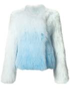 Yves Salomon Ombre Fox Fur Jacket, Women's, Size: 38, Blue, Fox Fur