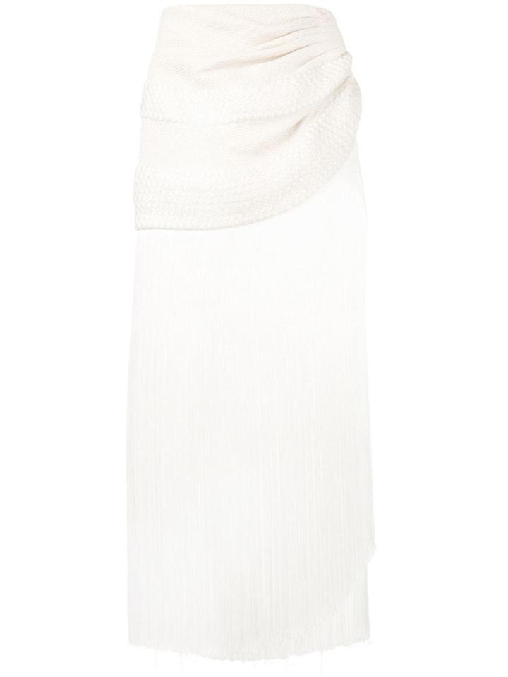 Magda Butrym Fringed Skirt - Neutrals