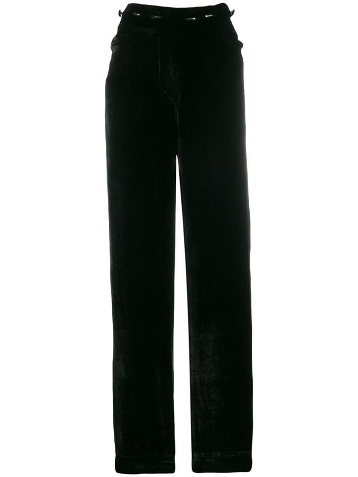 Almaz Velvet Straight Trousers - Black