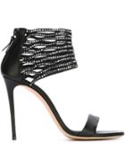 Casadei Crystal Embellished Sandals, Women's, Size: 38.5, Black, Leather