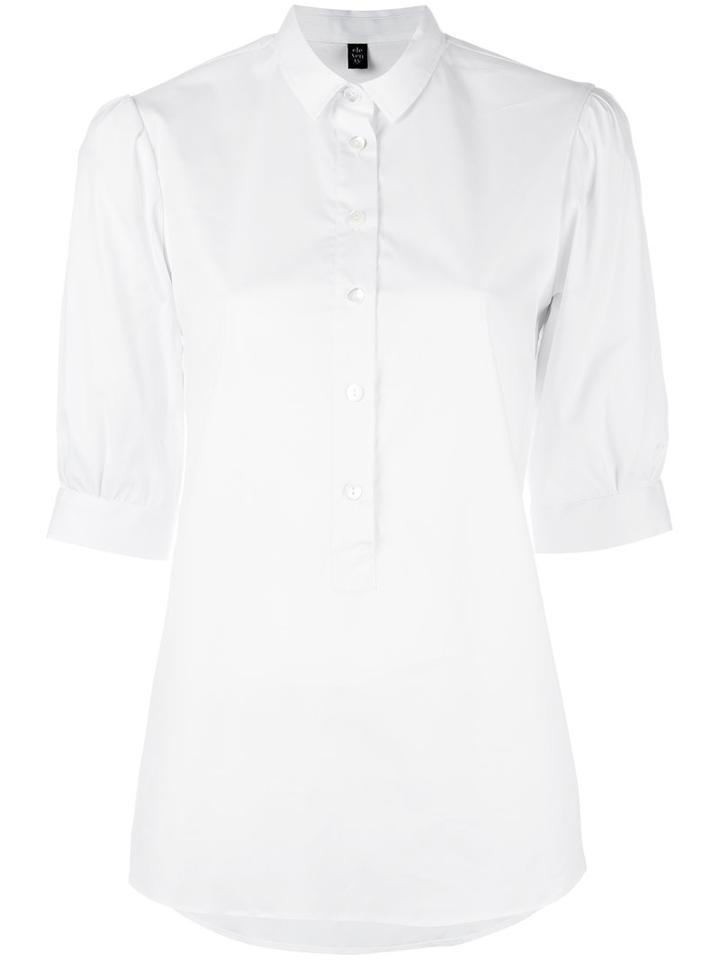 Eleventy Cropped Sleeves Shirt, Women's, Size: 46, White, Cotton/polyester/spandex/elastane