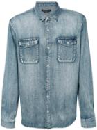 John Varvatos - Stone Wash Denim Shirt - Men - Cotton - S, Blue, Cotton