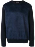 Roberto Collina Crew Neck Fur Jumper - Blue