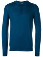 Boss Hugo Boss Longsleeved Polo Shirt, Men's, Size: Large, Blue, Virgin Wool